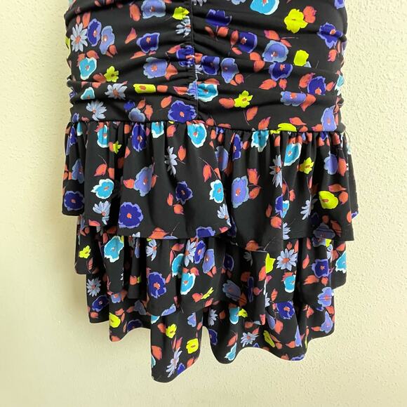 Free People S Ruched Bodycon Mini Dress – Floral, Boho Festival Y2K - Picture 2 of 8